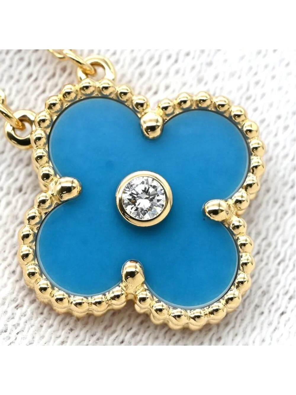 Van Cleef & Arpels Necklace Vintage Alhambra Blue Yellow Gold Limited Edition